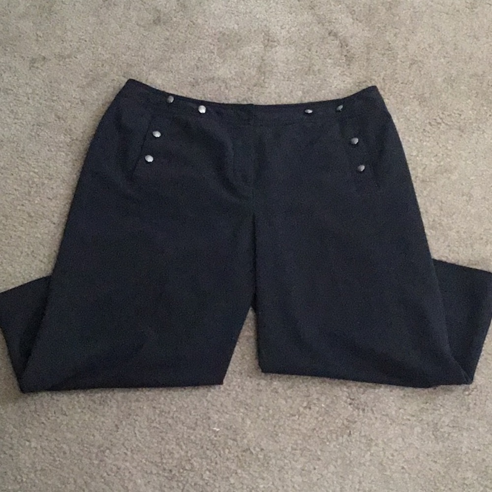 Black Nautical Inspired Button Crop Pants Size 14